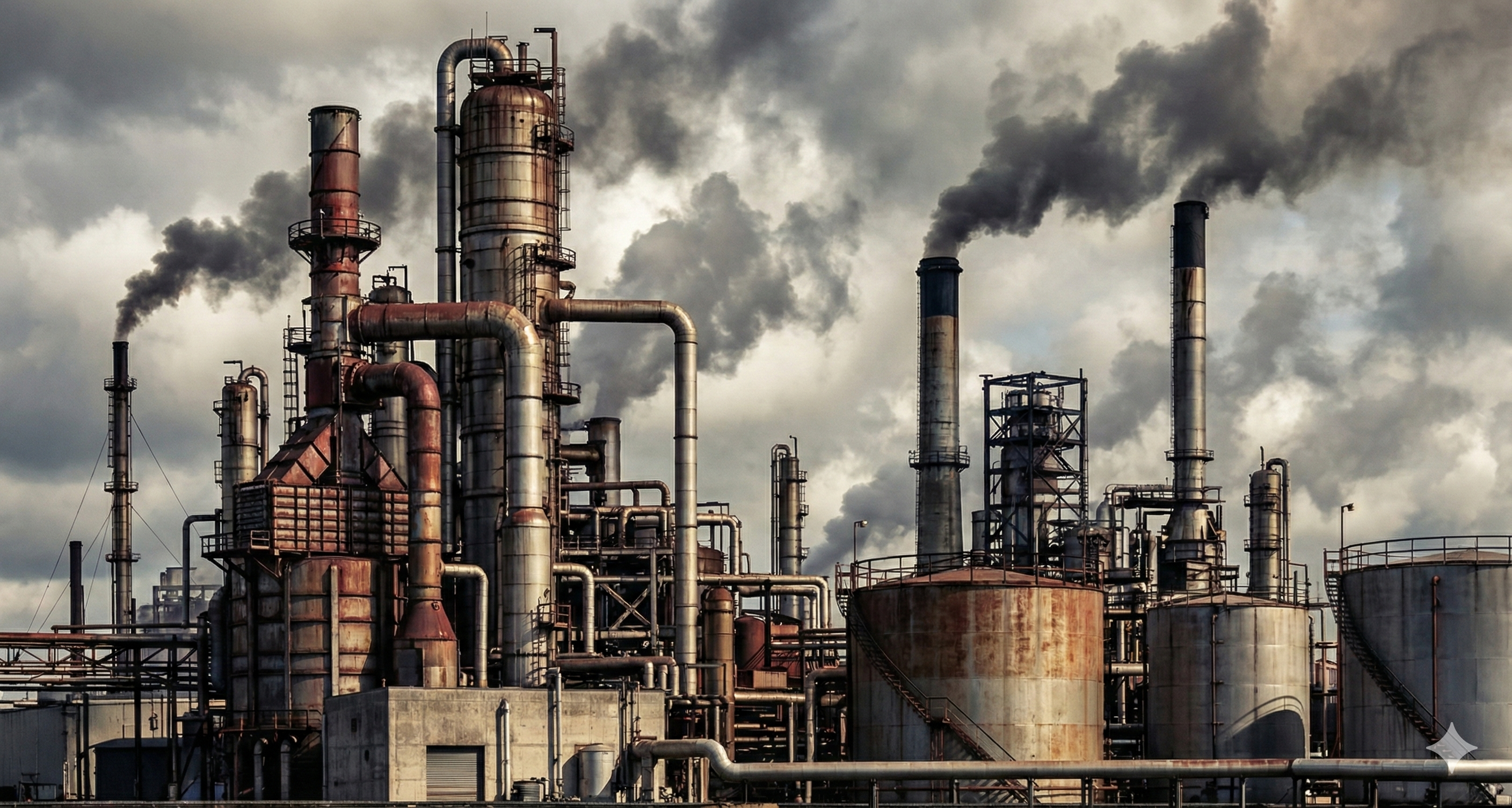 Oil refinery and pumps