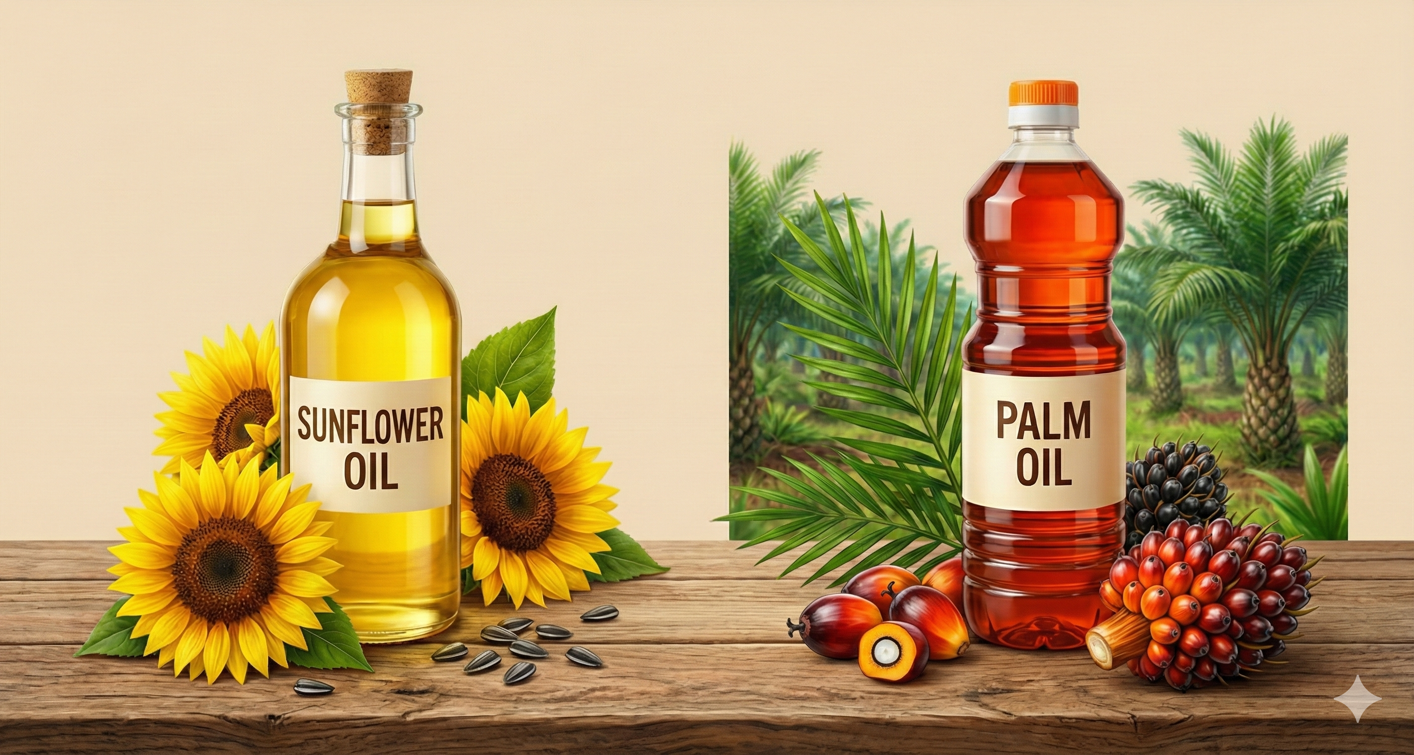 Sunflower and palm trees