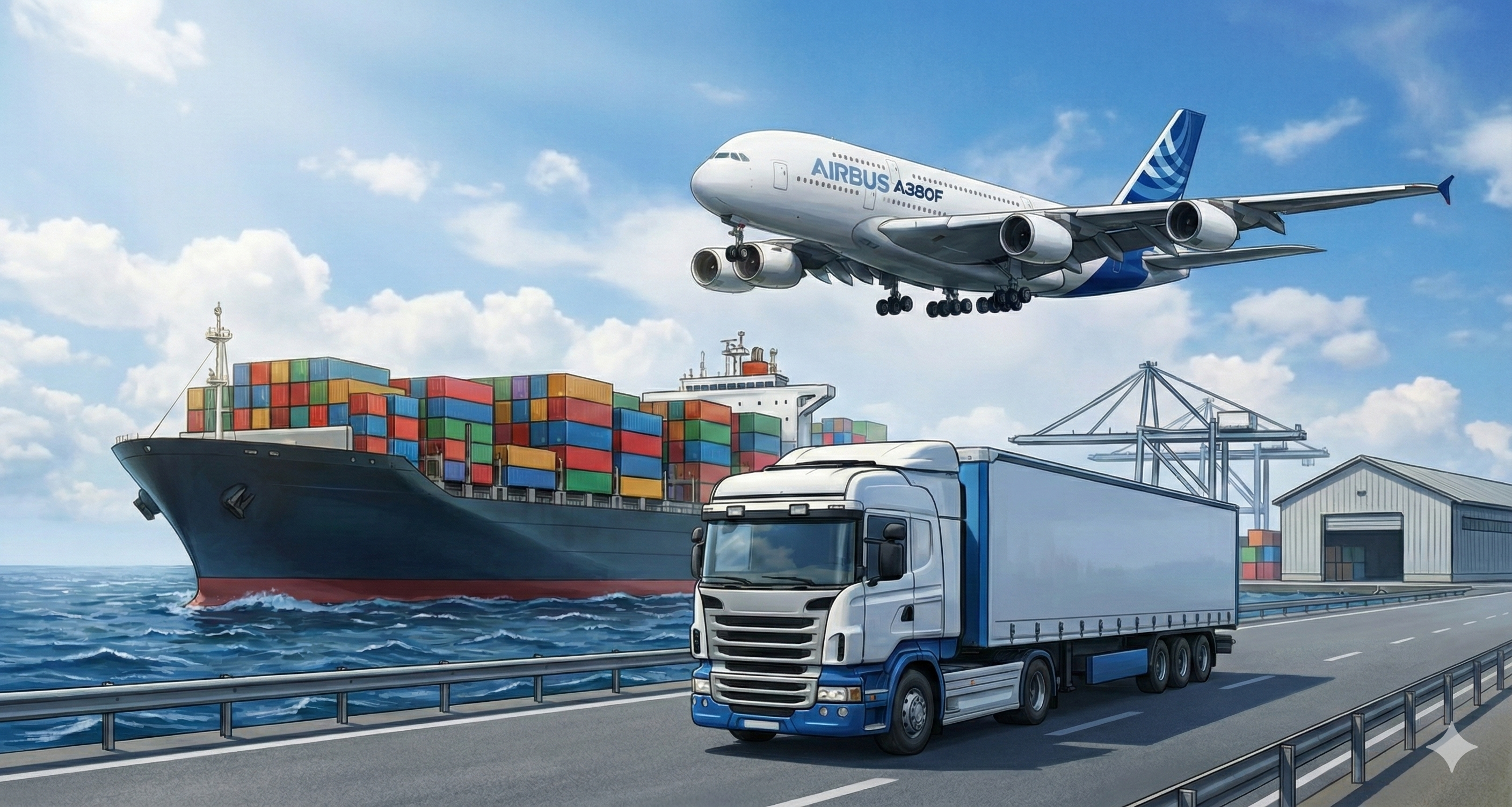 Global logistics truck and cargo
